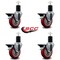 Service Caster 4'' Red Poly Swivel 1-3/4'' Expanding Stem Caster Set with Brake, 4PK SCC-EX20S414-PPUB-RED-PLB-134-4 - alternate 4
